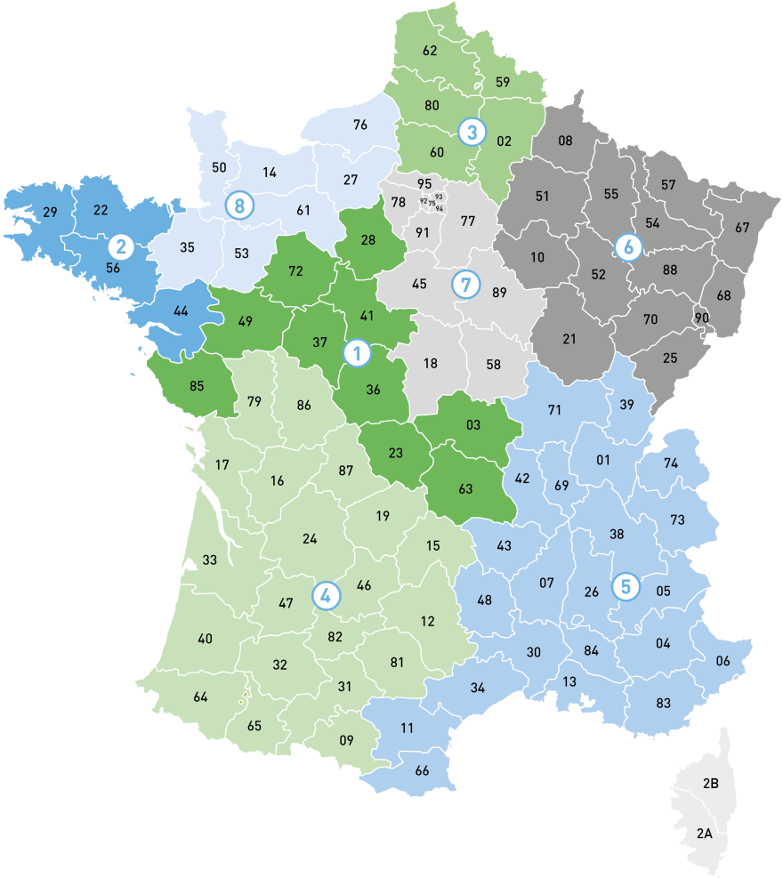 Carte commerciale Bejo graines France